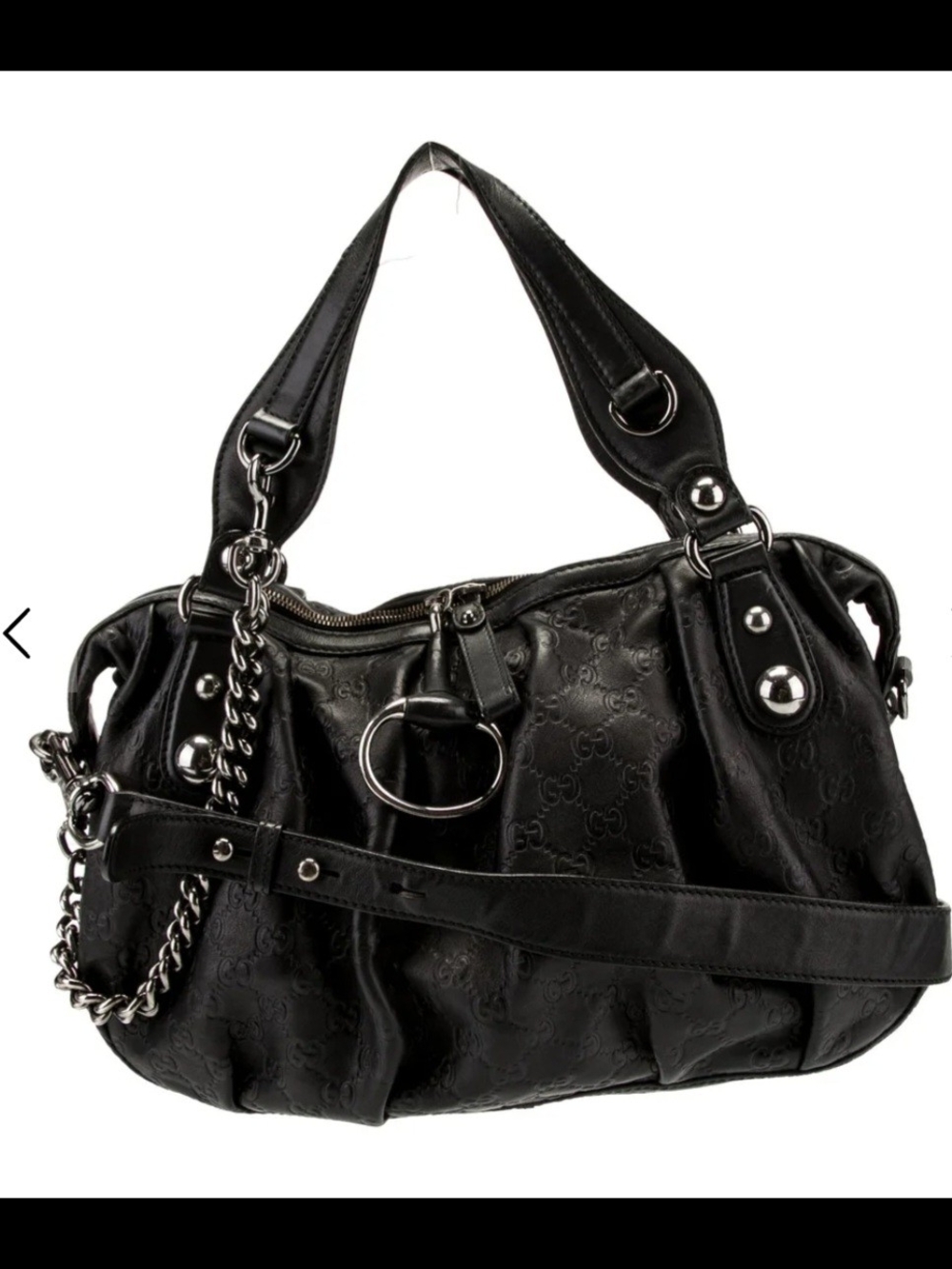 Gucci Guccisimma Black Icon Bit Boston Bag Medium